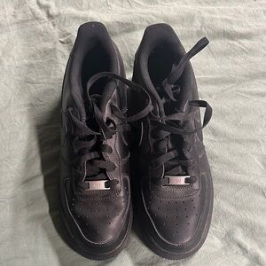 Boys AF1 - Black Leather Athletic Sneakers - Classic Low-Top